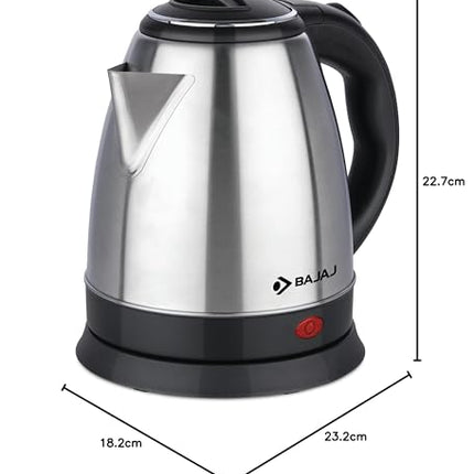 Bajaj KTX 1.5 Litre DLX Electric Kettle |1350W Kettle with Stainless Steel Body | Cordless Operation | Auto Shut-off Mechanism | 2-Yr Warranty | Black 