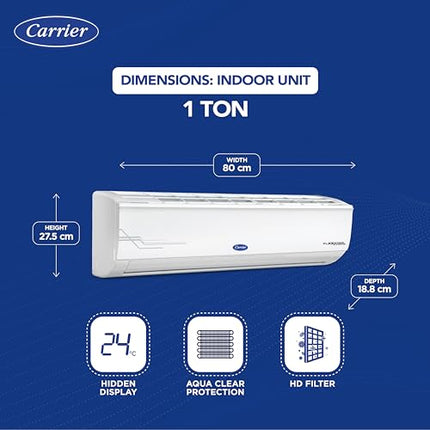 Carrier 1 Ton 5 Star AI Flexicool Inverter Split AC (Copper, Convertible 6-in-1 Cooling,Dual Filtration with HD & PM 2.5 Filter, Auto Cleanser, ESTER Exi, CAI12ES5R34F0,White) 