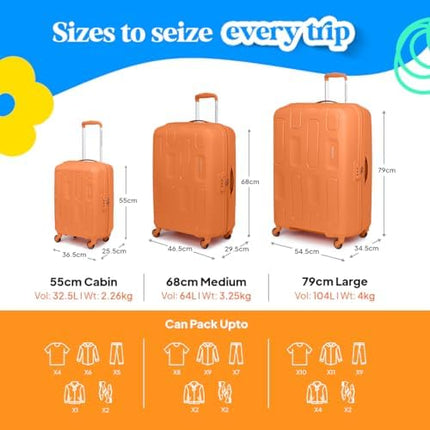 American Tourister Ivy 2.0, 68 CM Medium Hard Polypropylene Check-in Suitcase/Trolley Bag for Travel with Mounted TSA Lock & Smooth Sliding Wheels for Women & Men - Tan Orange 