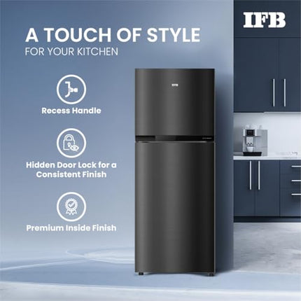 IFB Smart Choice 241L 3 Star Tru Convertible 10-in-1 Advanced Inverter Frost Free Double Door Refrigerator (IFBFF-2913DKSET, Metal Black, 360 Degree Cooling, Extraordinary Space) 