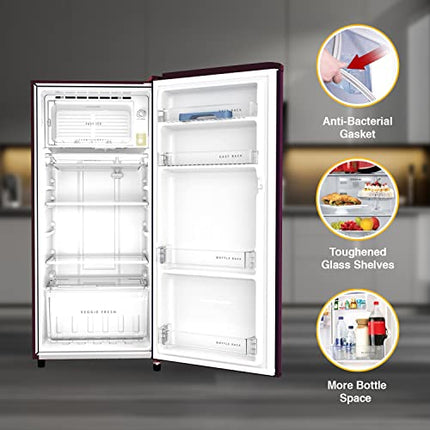Whirlpool 184 L 2 Star Direct-Cool Single Door Refrigerator (205 WDE PRM 2S WINE BLOOM-Z, 2023 Model) 