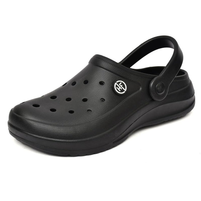 EXTRA SOFT Men's Classic Casual Clogs/Sandals with Adjustable Back Strap for Adult | Comfortable & Light Weight | Stylish & Anti-Skid | Waterproof & Everyday Use Mules for Gents/Boys HF12 Black UK-9 