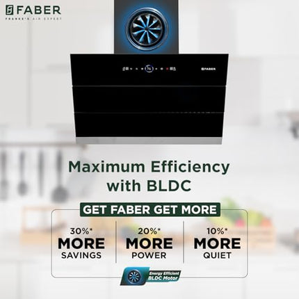 Faber 75cm 1500m³/hr BLDC Autoclean Slant Chimney|Black Matt Filterless||9 Speed|Touch & Gesture Control|Oil Collector|12Yrs on Motor,5Yrs Comprehensive Warranty by Faber|Hood Maple BLDC FL HC BK 75 