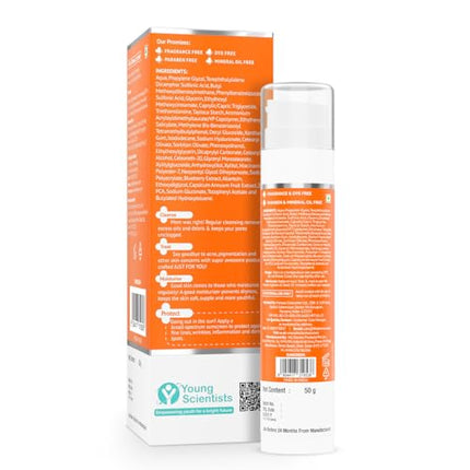 The Derma Co 1% Hyaluronic Sunscreen Oil-Free Gel SPF 50 PA++++ | For Oily, Acne-Prone Skin | Lightweight Texture | No White Cast | UVA/UVB, Broad Spectrum Protection & Blue Light Protection | Non- Comedogenic | Clinically Tested - (In -Vivo) | Tan Protec 