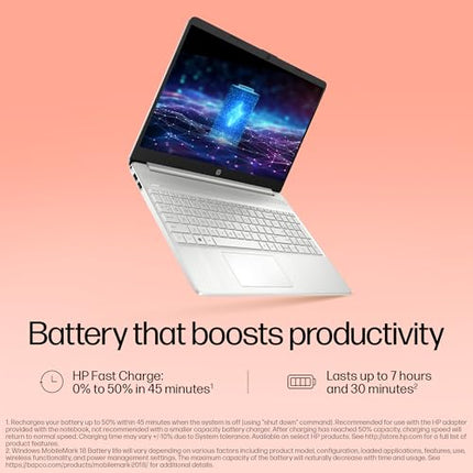 HP 15, 12th Gen Intel Core i5-1235U, 16GB DDR4, 512GB SSD, (Win 11, Office 21, Silver, 1.69kg), Anti-Glare, 15.6-inch(39.6cm) FHD Laptop, Intel Iris Xe Graphics, HD Camera, Backlit Keyboard, fy5009tu 