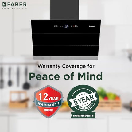 Faber 75cm 1500m³/hr BLDC Autoclean Slant Chimney|Black Matt Filterless||9 Speed|Touch & Gesture Control|Oil Collector|12Yrs on Motor,5Yrs Comprehensive Warranty by Faber|Hood Maple BLDC FL HC BK 75 