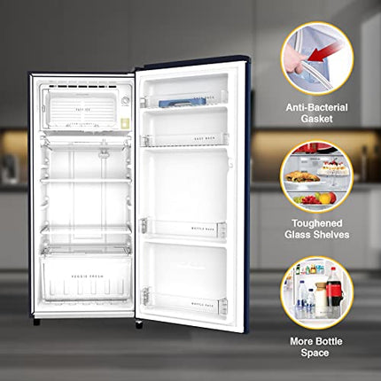 Whirlpool 184 L 4 Star Inverter Direct-Cool Single Door Refrigerator (205 WDE PRM 4SInv SAPPHIRE FLOWER RAIN-Z, Blue, 2023 Model) 