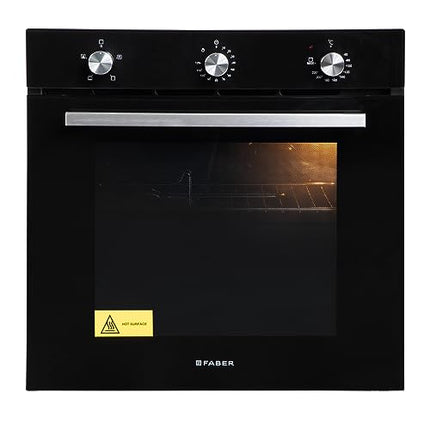 Faber 80L Black Finish Built-In Oven || Push/Pull Knob Control with Digital Display || 4 Cooking Functions with Grill Rack, Universal Pan|| FBIO 80L 4F BK with 1 Yr Comprehensive Warranty 