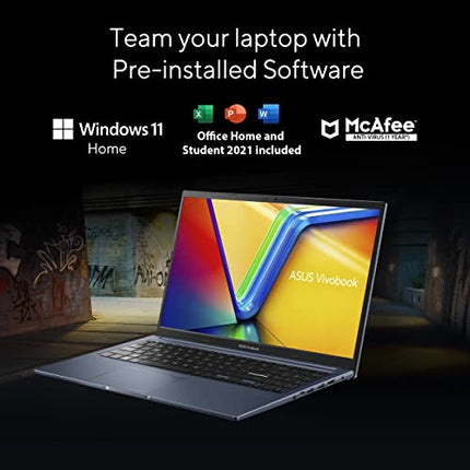 ASUS Vivobook 15, Intel Core i5-12500H 12th Gen,Thin and Light Laptop,15.6" (39.62 cm) FHD, (8GB RAM/512GB/Windows11/Office 2021/Blue/1.7 kg), X1502ZA-EJ523WS 
