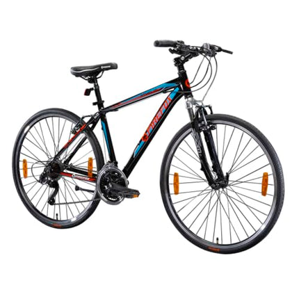FIREFOX Athelio 700C 21 Speed Bicycle for Mens | Front Suspension | Alloy Frame | Alloy V Brake | 98% Assembled Cycle | Color - Black 