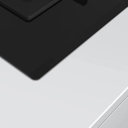 Bosch Built in Gas Hob Black Tempered glass Glass 4 Burner Auto Ignition 90 cm Full Brass 3D Ring Burners with Matt Black Heat Shields & Cast Iron pan supports (PNF9B6G20I) 