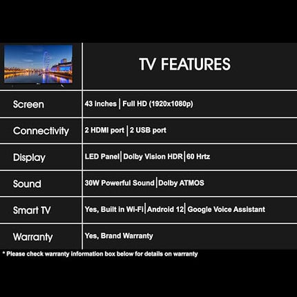 SKYWALL 107.86 cm (43 inches) Full HD LED Smart TV 43SW-VS (Black) 
