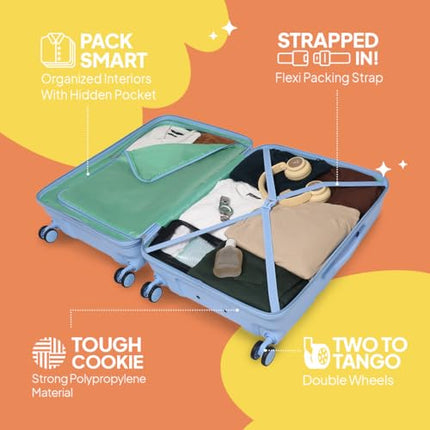 American Tourister Instavibe 79 CM Trolley Bag for Travel Large Polypropelene Suitcase with Mounted TSA Lock, Double Wheels, Flexi Packing Straps, and Side Hooks for Men & Women - Sky Blue 