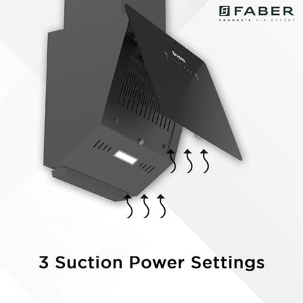 Faber 90cm 1200 m³/hr Vertical Wall Mounted Chimney|Filterless|Two Way Suction|Auto Clean|8 Yrs on Motor & 2 Yrs Comprehensive Warranty by Faber|Touch & Gesture Control|Hood Mojito IN HC SC FL BK 90 