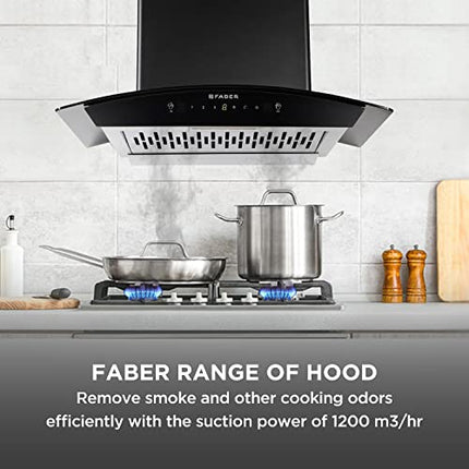Faber 60 Cm Autoclean Chimney |1200 M3/Hr | Filterless |12Yr Warranty On Motor (2Yr Comprehensive) | (Hood Everest in HC SC FL LG 60),Touch & Gesture Control, Light Grey 