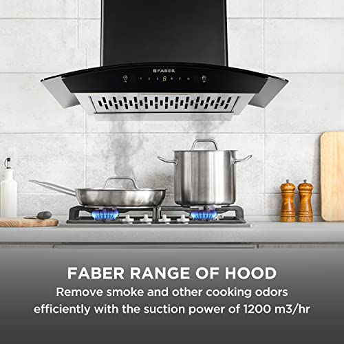 Faber 60 Cm Autoclean Chimney |1200 M3/Hr | Filterless |12Yr Warranty On Motor (2Yr Comprehensive) | (Hood Everest in HC SC FL LG 60),Touch & Gesture Control, Light Grey 