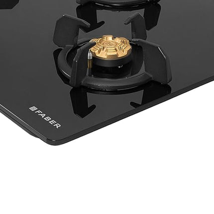 Faber 3 Burner 70cm Hob |Auto-Ignition| HOB PRIME HT703 CRS BR CI AI |Metal Knobs| Cast Iron Pan Support |Hob/Cooktop Hybrid| Black Glass Finish |5 Yr Warranty on Glass,Valve & 2 Yr on Burner by Faber 