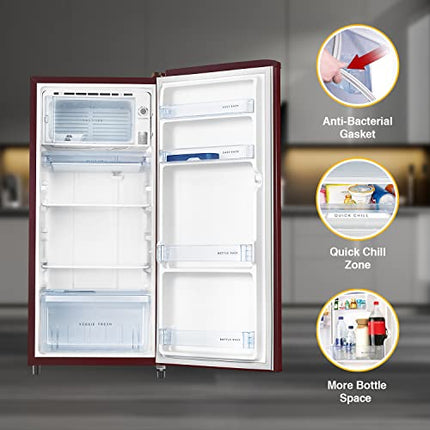 Whirlpool 184 L 2 Star Direct-Cool Single Door Refrigerator (205 WDE CLS 2S SHERRY WINE-Z, Red, 2023 Model) 