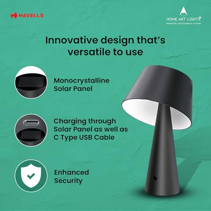 HAVELLS Solar Table Lamp (LED OPTISAVER 0.5WIP44 Solar Table LAMP) 