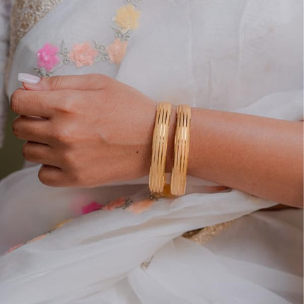 Zeraki Jewels Women's Traditional Gold Plated Anamika Bangle (Set of 2) 