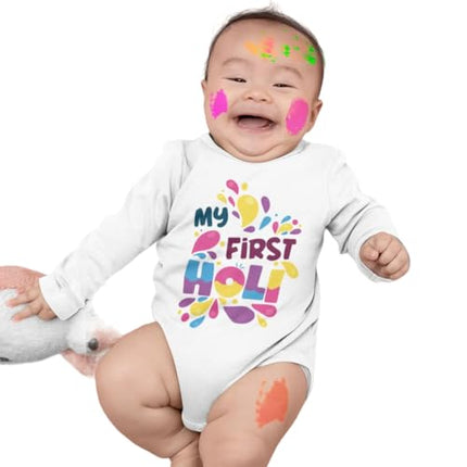 Bon Organik Unisex My First Holi Bodysuit Baby (BON7082-K_White_0-3M) 