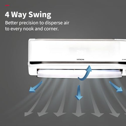 Hitachi 2 Ton Class 5 Star, 4-Way Swing, ice Clean, Xpandable+, Inverter Split AC (100% Copper, Dust Filter, 5500STXL RAS.V522PCBISH1, White) 