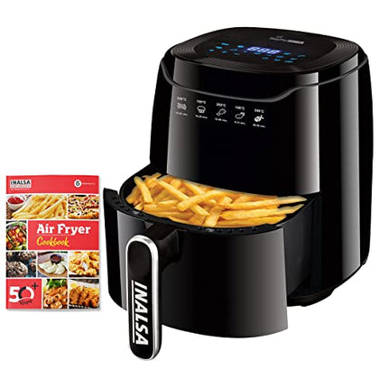 INALSA Air Fryer 4.2 ltr|1400 W with Air Crisp Technology|Temperature & Timer Control|8 Preset Menu & Digital Display|Air fry, Bake,Roast,Reheat,Dehydrate|Airfryer Recipe book(Tasty Fry Digital) 
