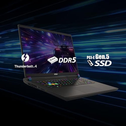 MSI Vector 17 HX, Intel 14th Gen. i9-14900HX, 43CM QHD+ 240Hz Gaming Laptop (32GB/2TB NVMe SSD/Windows 11 Home/NVIDIA GeForce RTX 4070, GDDR6 8GB/Cosmos Black/3Kg), A14VGG-239IN 