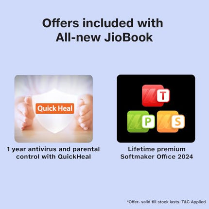 JioBook 11 with Lifetime Office/Android 4G Laptop Mediatek 8788 (JioOS) / Octa-core/ 4GB RAM / 64 eMMC Storage/Thin and Light Laptop (11.6 inch, 990 Grams)/ Dual Band WiFi + SIM/Blue 