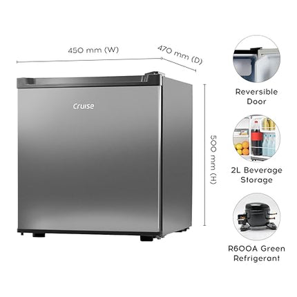 Cruise 45 L 2 Star Compact Minibar Refrigerator with Freezer Compartment - Direct Cool Technology (Single Door, Graphite Grey, CRDSVK-FZ1050G) 