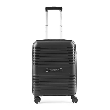 Aristocrat Harbour Cabin Trolley Bag 55 cm | Small | Polypropylene Hardshell Sided Luggage | Smooth 8-Wheel Suitcase | Combination Lock with Sturdy Zipper| 7-Year Warranty - Unisex (Black) 