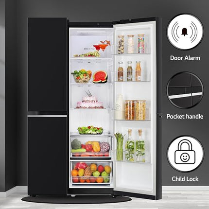 LG 655 L Frost Free Smart Inverter Double Door Side by Side Refrigerator (GL-B257HWBY, Western Black, Express Freezing | Multi Air-Flow) 