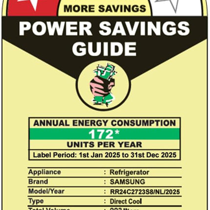 Samsung 223 L, 3 Star Inverter Direct-Cool Single Door Refrigerator (RR24C2723S8/NL, Silver, Elegant Inox) 