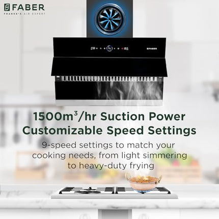 Faber 75cm 1500m³/hr BLDC Autoclean Slant Chimney|Black Matt Filterless||9 Speed|Touch & Gesture Control|Oil Collector|12Yrs on Motor,5Yrs Comprehensive Warranty by Faber|Hood Maple BLDC FL HC BK 75 
