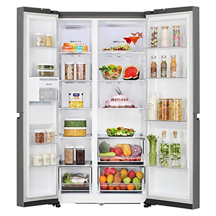 LG 655 L Frost-Free Smart Inverter Double Door Side-By-Side Refrigerator (GL-B257HDSY, Dazzle Steel, Express Freeze | Multi Air-Flow) 
