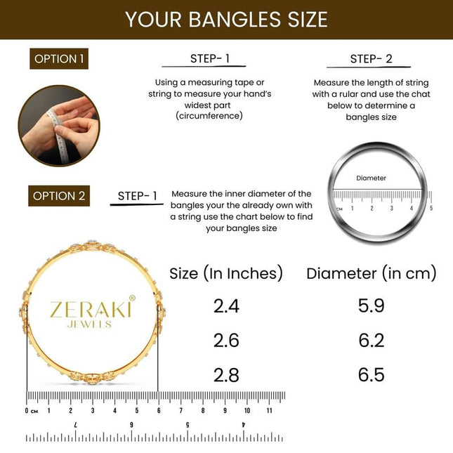 Zeraki Jewels Women's Traditional Gold Plated Anamika Bangle (Set of 2) 