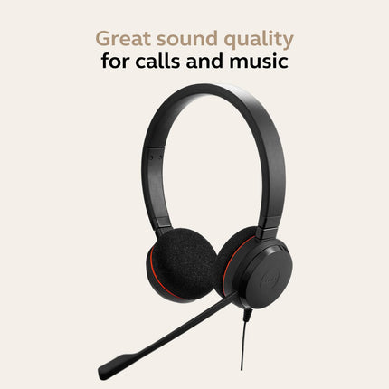 Jabra Gn Netcom Evolve 20 Uc Duo Ms Optimized, USB Wired On Ear Headphones with Mic, Multicolor 