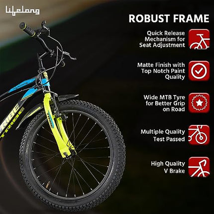 Lifelong 20T Cycle for Kids 5 to 8 Years - Bike for Boys and Girls - 85% Pre-Assembled, Frame Size: 12" - Suitable for Children 3 Feet 10 Inch+ Height - Unisex Cycle (Tribe, Yellow & Black),Rigid 