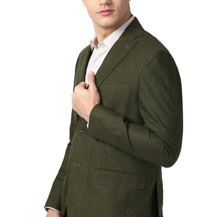Peter England Men's Blazer (PIBZLNSP224764_Olive_38) 