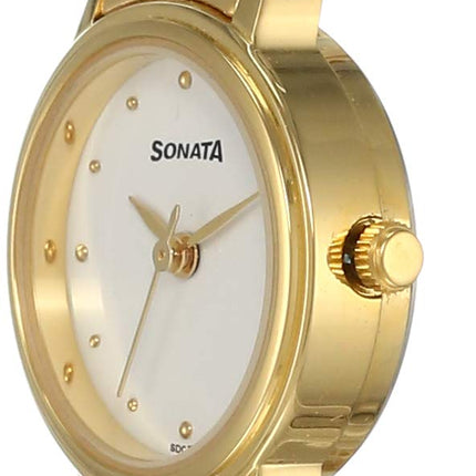 Sonata Quartz Analog White Dial Stainless Steel Strap Watch for Women-NS8096YM04 