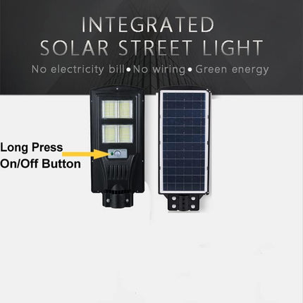 GlowBase Plastic Solar Led Street Light All In One 60 Watt Led Chip Automatic Motion Sensor With Remote Ip65 Waterproof Ip65 Waterproof Outdoor Use Black (Pack Of 1) 