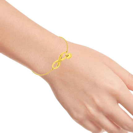 P.C. Chandra Jewellers Dainty 14Kt(585) Yellow Gold Infinity Loop Bracelet For Women 