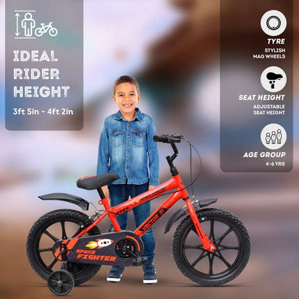 VECTOR 91 Space Fighter 16T Red Single Speed 10.5 Inch Frame - Unisex Kids Cycle 