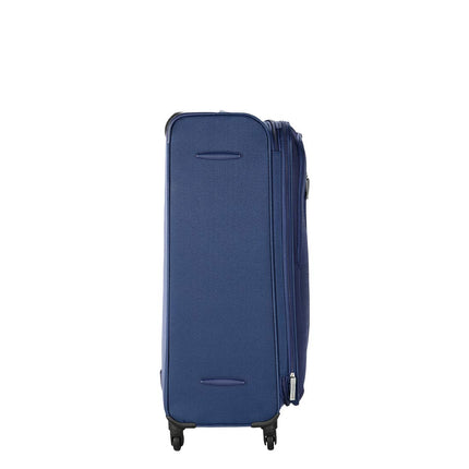 Kamiliant by American Tourister KAM KOJO 79 cms Large Check-in Polyester Soft Sided 4 Wheels 360 Degree Rotation Luggage/Suitcase/Trolley Bag (Blue), Trolley Bags for Travel 