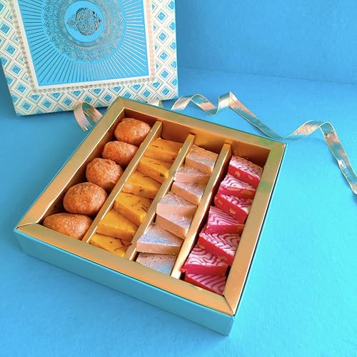 Kaju Katli Hamper | Desi Ghee Sweets | Festive Gift Pack | Hamper for Every Occasion | Birthday, Holi, Rakhi, New Year, Christmas, Anniversary | Kaju Katli Hamper - Strawberry Kaju Katli, Kesar Kaju Katli , Kaju Katli , MIni Kachori | Shark Tank India Bra 