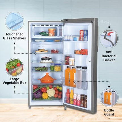 Haier 190 L, 4 Star, Direct Cool Single Door Refrigerator (HED-204DS-P, Dazzle Steel, 2024 Model) 