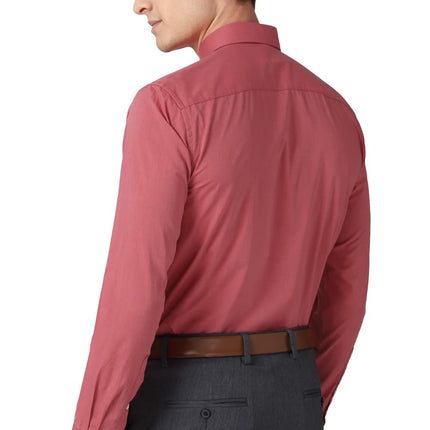Peter England Men's Solid Regular Fit Shirt (PESFONUBM17140_Red 44) 
