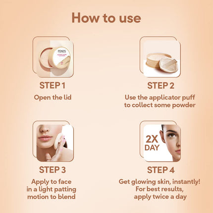 POND's Natural Glow Face Matte Powder For Normal Skin, Bb Glow - 30G, Pink 