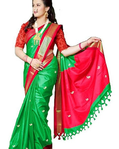 SWARA01_TEXTILE paithani green red-Classic Saree with Subtle Embellishments ? Perfect for Every Occasion 