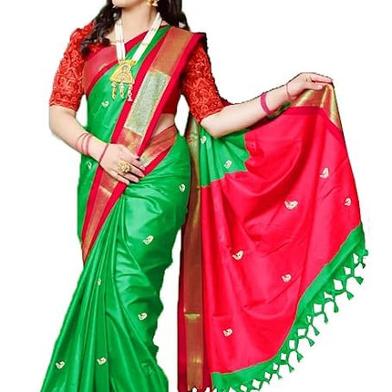 SWARA01_TEXTILE paithani green red-Classic Saree with Subtle Embellishments ? Perfect for Every Occasion 